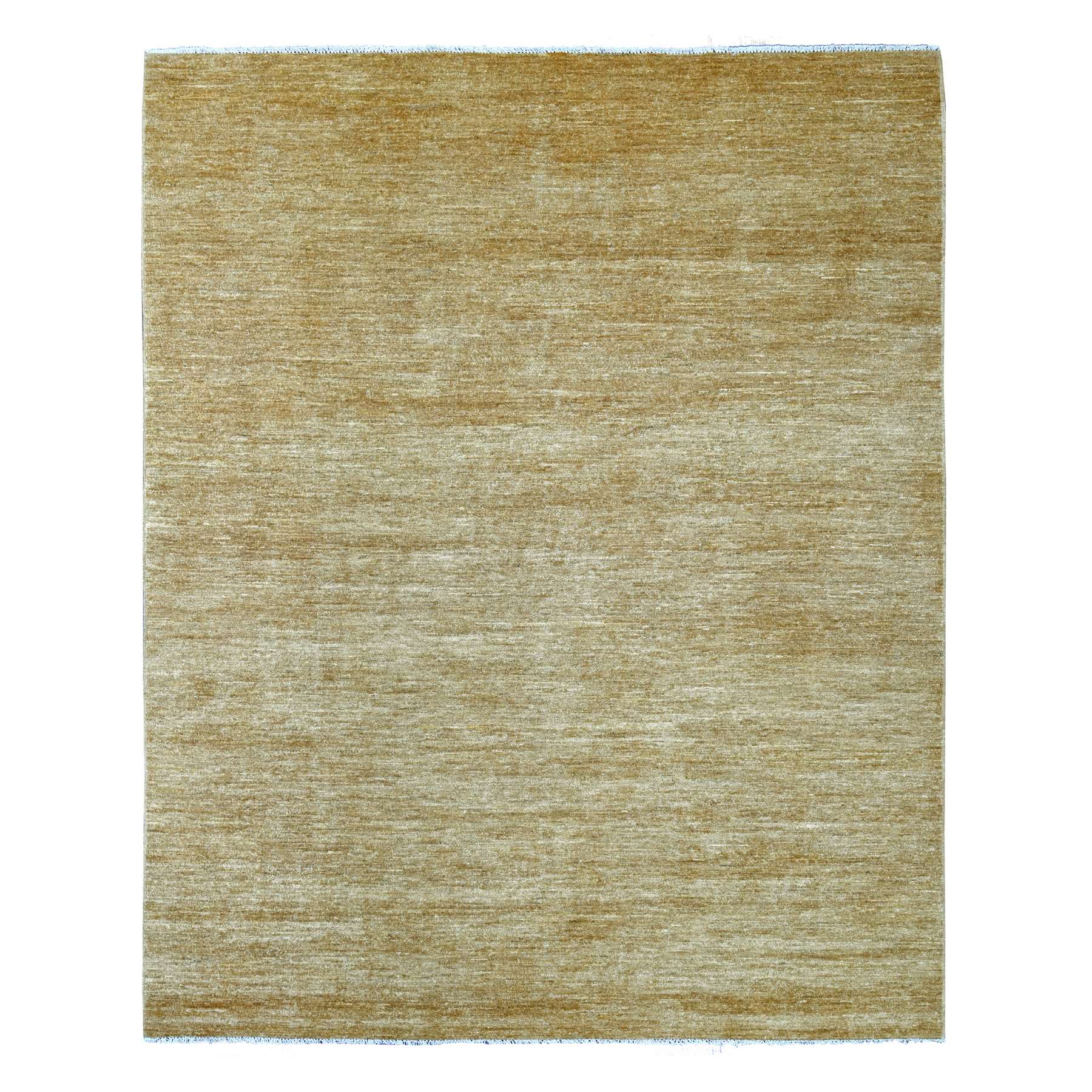 7'9"x9'7" Golden Brown, Plain Solid Pattern, Hand Knotted, Hand Spun Ghazni Wool, Lush and Plush, Oriental Rug 